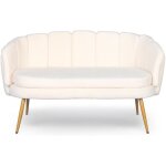 Canap 2 places arrondi brenda tissu bouclette beige