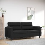 Maisonchic - canap  2 places, banquette sofa de salon, canap droit noir 140 cm similicuir kef455319 ...