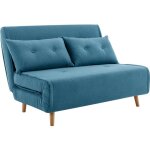 Canapé 2 places convertible en tissu bleu uribia Canapé 2 places convertible en tissu bleu uribia