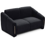 Canap 2 places design maximilien mtal dor et velours ctel noir