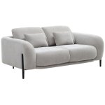 Canap� 2 places avec dossier relevable en tissu gris clair aravio