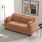 Canap� 2 places, grand et confortable canap� en velours c�tel�, avec 2 coussins, canap� droit rembourr�, ...