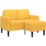 Canap 2 places avec mridienne en l jaune clair 125 cm lin vidaxl