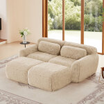 Canap� 2 places modulable en tissu peluche 204x179x73 cm ? sofa avec m�ridienne combinable, accoudoirs ...
