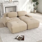 Canap� 2 places modulable en velours c�tel� 208x178x75 cm ? sofa avec m�ridienne combinable, accoudoirs ...