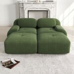 Canap� 2 places modulable en velours c�tel� 208x178x75 cm ? sofa avec m�ridienne combinable, accoudoirs ...
