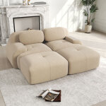 Canap� 2 places modulable en velours c�tel� 208x178x75 cm ? sofa avec m�ridienne combinable, accoudoirs ...