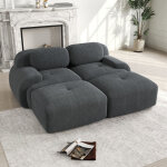Canap� 2 places modulable en velours c�tel� 208x178x75 cm ? sofa avec m�ridienne combinable, accoudoirs ...