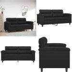 Vidaxl - canap  2 places noir 140 cm similicuir - canap deux places - canap noir - canap tissu - ...