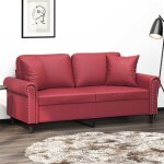 Canap� 2 places avec oreillers bordeaux 140 cm similicuir, rouge, 3200933