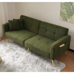 Canap� 2 places en peluche d?agneau, canap� - lit pliant r�glable - pieds en m�tal + poches de rangement ...