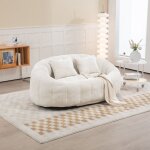 Canap� 2 places pouf paresseux rembourrage mousse haute densit� chenille beige