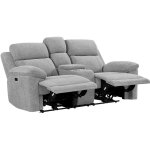 Canap� 2 places relax �lectrique avec tablette en tissu chin� gris keluno