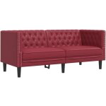 Canap� � 2 places?sofa pour salon?banquette chesterfield rouge bordeaux similicuir cfw792862