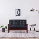 Design in - canap  2 places, sofa pour salon, banquette noir similicuir cfw91912