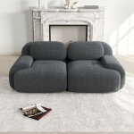 Canap� 2 places en velours c�tel� 208x103x75 cm ? sofa modulable avec accoudoirs courb�s, base antid�rapante ...