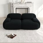 Canap� 2 places en velours c�tel� 208x103x75 cm ? sofa modulable avec accoudoirs courb�s, base antid�rapante ...