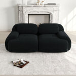 Canap� 2 places en velours c�tel� 208x103x75 cm ? sofa modulable avec accoudoirs courb�s, base antid�rapante ...