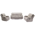 Canapé 3 places, 2 places et fauteuil relax en microfibre gris clair brody Canapé 3 places, 2 places et fauteuil relax en microfibre gris clair brody