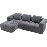 Tanant ? canap� d'angle 3 places avec poches lat�rales et 3 coussins rembourr�s ? tissu chenille doux ...