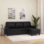 Maisonchic - canap� � 3 places, banquette sofa de salon, canap� droit avec repose - pieds noir 180 cm ...