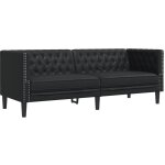 Vidaxl - canap� � 3 places chesterfield noir similicuir
