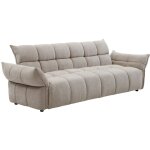 Canap� 3 places convertible clic - clac en tissu chenille beige hakemo