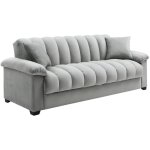 Vente - unique - canapé 3 places convertible clic - clac en velours gris zapoto Vente - unique - canapé 3 places convertible clic - clac en velours gris zapoto