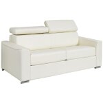Vente - unique - canap 3 places convertible express en cuir de buffle blanc - couchage 140 cm - matelas ...