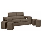 Meubletmoi - canap 3 places convertible tissu taupe et ttires rglables - vegas