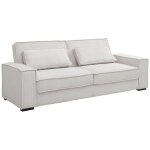 Vente - unique ? canap� convertible 3 places en velours c�tel� beige ? clic - clac avec coussins inclus ...