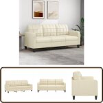 Vidaxl - canapé à 3 places crème 180 cm similicuir - canapé trois places - canapé crème - canapé simili ... Vidaxl - canapé à 3 places crème 180 cm similicuir - canapé trois places - canapé crème - canapé simili ...