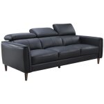 Canapé 3 places en cuir de buffle noir salvi Canapé 3 places en cuir de buffle noir salvi