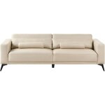 Beliani - canapé 3 places en cuir pu rembourré hauteur dossier réglable beige ange Beliani - canapé 3 places en cuir pu rembourré hauteur dossier réglable beige ange