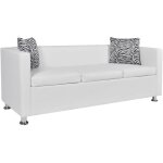 The living store - canap  3 places cuir artificiel blanc - canap trois places - canap blanc - canap ...