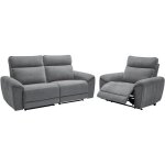 Vente - unique - canapé 3 places et fauteuil relax électrique en tissu gris djaralo Vente - unique - canapé 3 places et fauteuil relax électrique en tissu gris djaralo