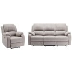 Canapé 3 places et fauteuil relax en microfibre gris clair brody Canapé 3 places et fauteuil relax en microfibre gris clair brody