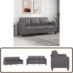 Canap  3 places gris 180 cm similicuir - canap trois places - canap gris - canap simili cuir - canap ...
