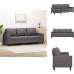 Vidaxl - canap  3 places gris 180 cm similicuir - canap trois places - canap gris - canap simili ...