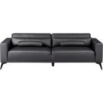 Beliani - canapé 3 places hauteur du dossier réglable rembourré en cuir pu noir ange Beliani - canapé 3 places hauteur du dossier réglable rembourré en cuir pu noir ange