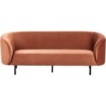 Beliani - canap 3 places incurv design art dco moderne avec pieds noirs en velours orange loen