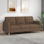 Vidaxl - canapé à 3 places marron 180 cm tissu Vidaxl - canapé à 3 places marron 180 cm tissu