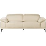 Canap� 3 places moderne en simili cuir �cologique avec appuie - t�te r�glable et pieds m�talliques beige ...