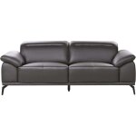 Canap� 3 places moderne en simili cuir �cologique avec appuie - t�te r�glable et pieds m�talliques noir ...