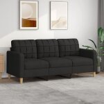 Vidaxl - canapé à 3 places noir 180 cm tissu Vidaxl - canapé à 3 places noir 180 cm tissu