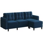 Yaheetech - canapé 3 places avec pouf design modern canapé d'angle rembourré en tissu pour salon / chambre ... Yaheetech - canapé 3 places avec pouf design modern canapé d'angle rembourré en tissu pour salon / chambre ...