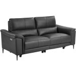 Vente - unique - canap 3 places relax lectrique en cuir de vachette gris anthracite valparo