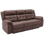 Canap 3 places relax lectrique en microfibre aspect cuir vieilli marron ortiano