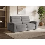 Canap� 3 places relax �lectrique en tissu bouclette gris davy