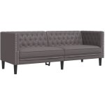Canap  3 places?sofa pour salon?banquette chesterfield gris similicuir cfw717004